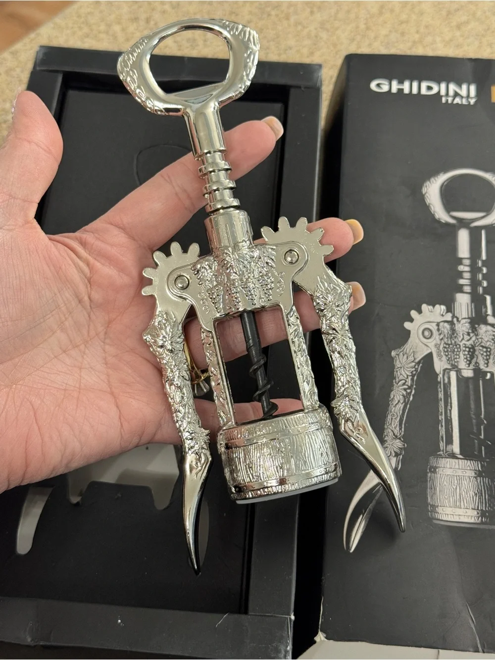 Ghidini Italy Wine Bottle Corkscrew Opener Sommelier NEW Antique Vintage Style